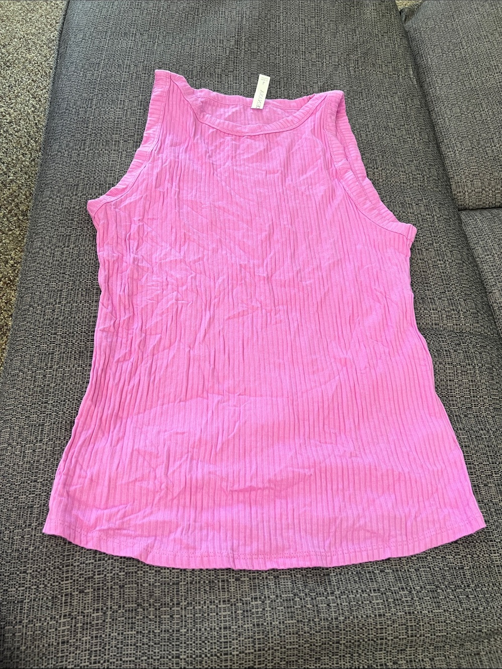 Classic Pink Ribbed Tank Top - Sleeveless Knit Shell